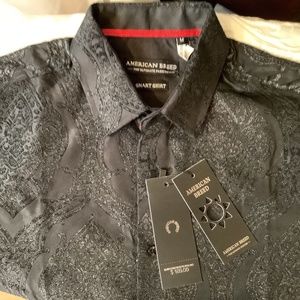 NWT American Breed Smart Shirt Black floral button up luxury‎ formal